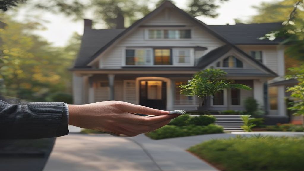 First-time homebuyer reviewing a house blueprint while smiling, planning steps to purchase their new home.