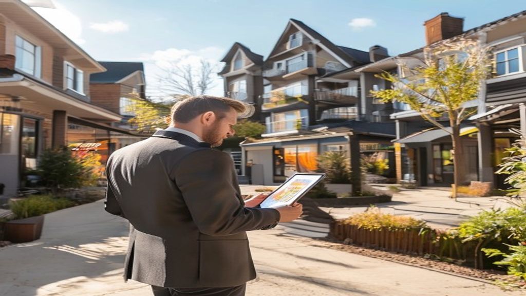 Modern apartment building exterior for sale as investment property with city view