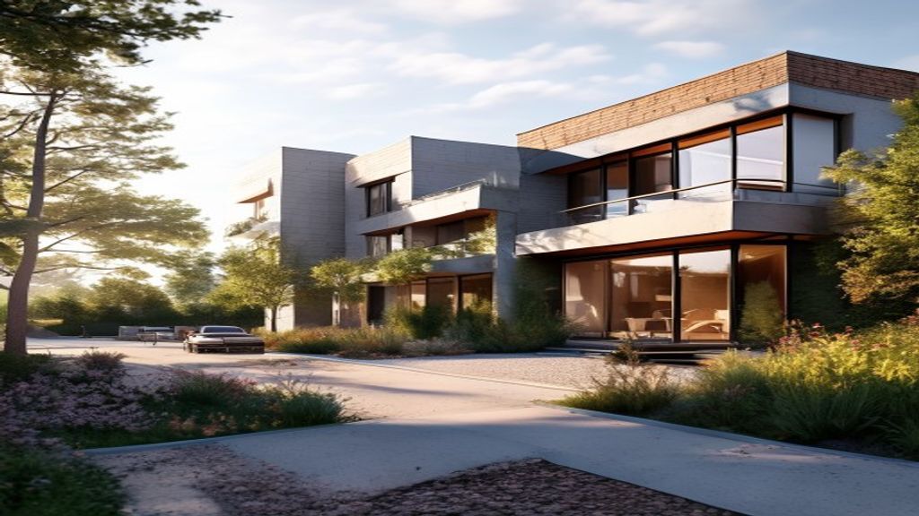 Modern newly constructed home with sleek design, spacious layout, and eco‑friendly features.