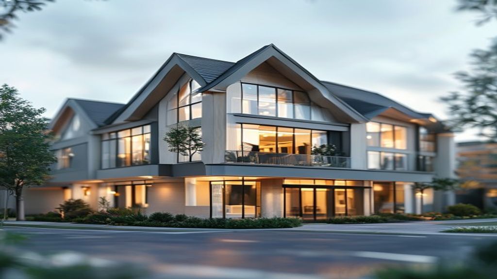 Professional real estate agency team discussing property listings in a modern office setting